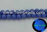 CLU116 15.5 inches 16mm round blue luminous stone beads