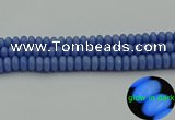 CLU127 15.5 inches 6*10mm rondelle blue luminous stone beads