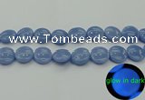 CLU135 15.5 inches 18mm flat round blue luminous stone beads