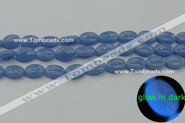 CLU141 15.5 inches 10*14mm oval blue luminous stone beads