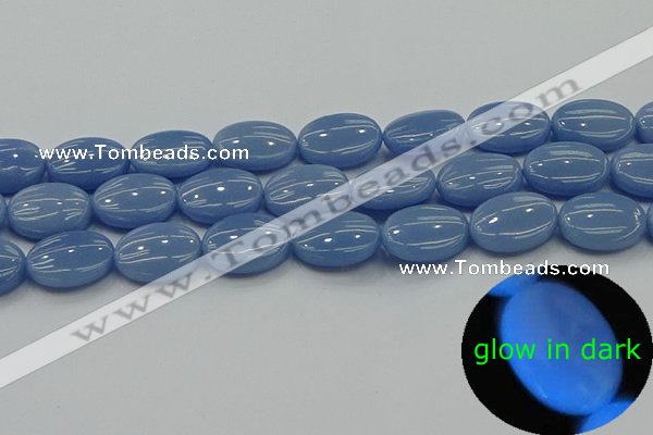 CLU143 15.5 inches 13*18mm oval blue luminous stone beads