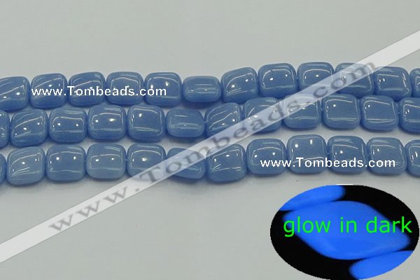 CLU152 15.5 inches 12*12mm square blue luminous stone beads