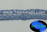 CLU154 15.5 inches 16*16mm square blue luminous stone beads