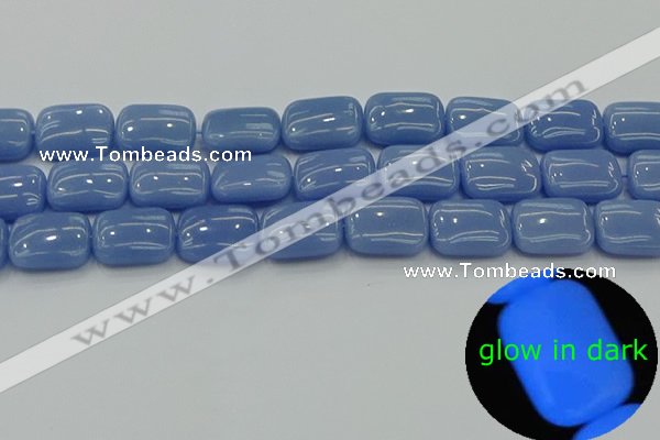 CLU163 15.5 inches 13*18mm rectangle blue luminous stone beads