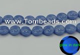 CLU176 15.5 inches 20mm flat round blue luminous stone beads