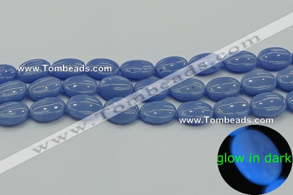 CLU183 15.5 inches 13*18mm oval blue luminous stone beads