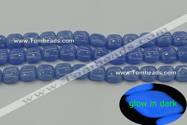 CLU192 15.5 inches 12*12mm square blue luminous stone beads