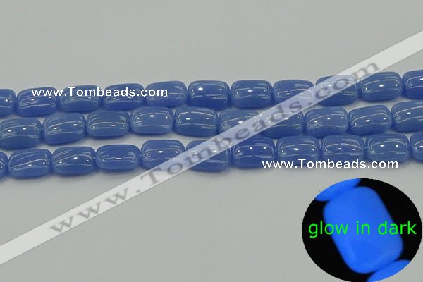 CLU201 15.5 inches 10*14mm rectangle blue luminous stone beads