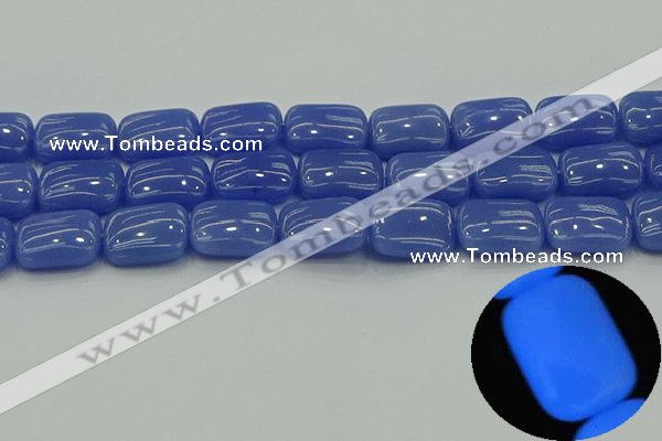 CLU204 15.5 inches 15*20mm rectangle blue luminous stone beads