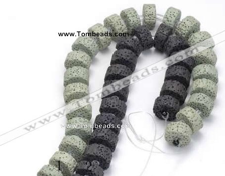 CLV05 14 inches 7*15mm flat round natural lava beads wholesale