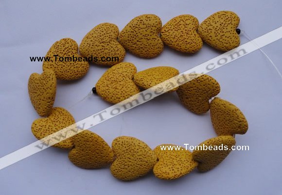 CLV18 15 inches 8*27mm heart yellow natural lava beads strand wholesale