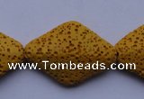 CLV20 15 inches 22*32mm rhombus yellow natural lava beads wholesale