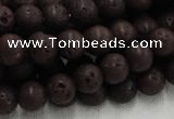 CLV203 15.5 inches 12mm round coffee natural lava beads wholesale