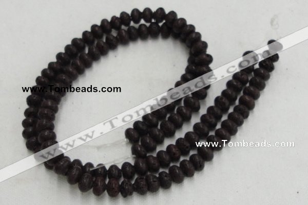 CLV206 15.5 inches 6*10mm rondelle coffee natural lava beads wholesale