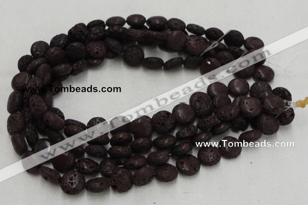 CLV208 15.5 inches 16mm flat round coffee natural lava beads wholesale