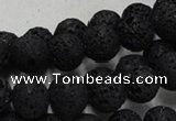 CLV214 15.5 inches 12mm round black natural lava beads wholesale