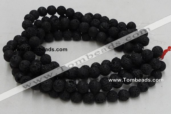 CLV214 15.5 inches 12mm round black natural lava beads wholesale