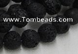 CLV215 15.5 inches 14mm round black natural lava beads wholesale