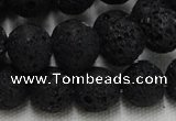 CLV216 15.5 inches 16mm round black natural lava beads wholesale