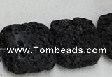 CLV218 15.5 inches 30*30mm square black natural lava beads wholesale