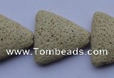 CLV23 15 inches 22*26mm triangle milk white natural lava beads wholesale