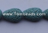 CLV24 15.5 inches 13*19mm teardrop blue natural lava beads wholesale