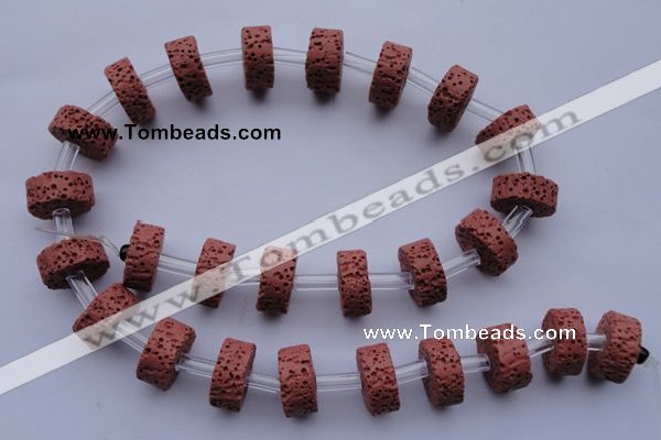 CLV25 15.5 inches 7*15mm coin shape red natural lava beads wholesale
