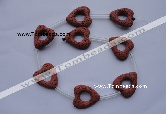CLV26 15.5 inches 27*29mm heart red natural lava beads wholesale