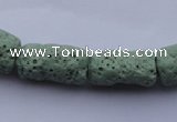 CLV27 15.5 inches 10*18mm column shape green natural lava beads wholesale