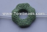 CLV30 15.5 inches 32*32mm octagon green natural lava beads wholesale