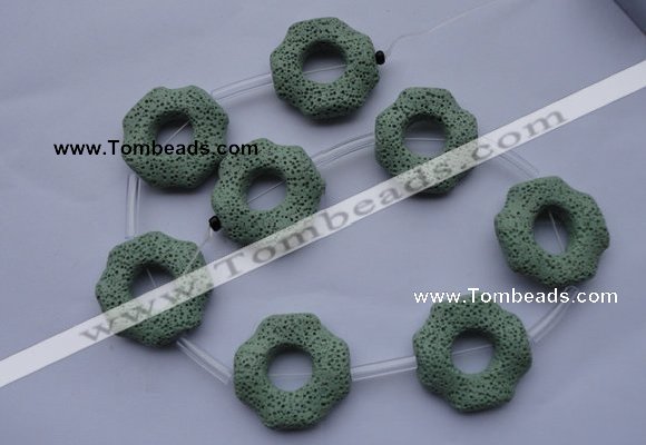 CLV30 15.5 inches 32*32mm octagon green natural lava beads wholesale