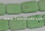 CLV303 15.5 inches 15*20mm rectangle lava beads wholesale