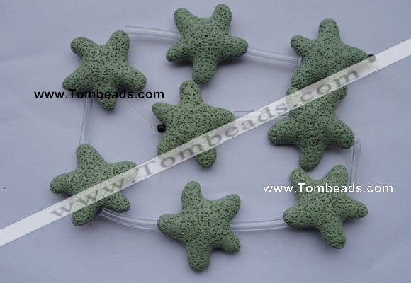 CLV33 16 inches 11*38mm star green natural lava beads wholesale