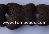 CLV34 15 inches 26*28mm butterfly-shaped chocolate natural lava beads