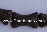 CLV35 15.5 inches 12*20mm pillow-shaped chocolate natural lava beads