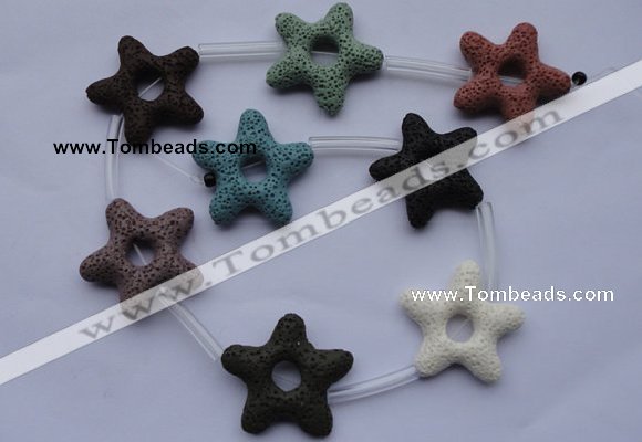 CLV36 16 inches 8*33mm star multicolor natural lava beads wholesale