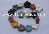 CLV38 15 inches 7*26mm star multicolor natural lava beads wholesale