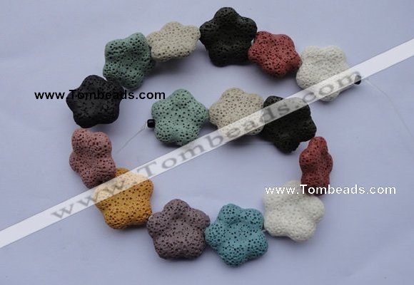 CLV38 15 inches 7*26mm star multicolor natural lava beads wholesale