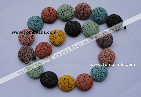 CLV39 15 inches 7*20mm flat round multicolor natural lava beads wholesale