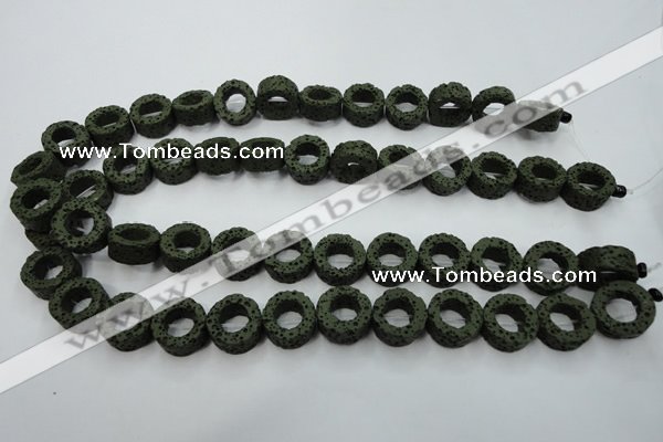 CLV408 15.5 inches 8*15mm donut dyed lava beads wholesale