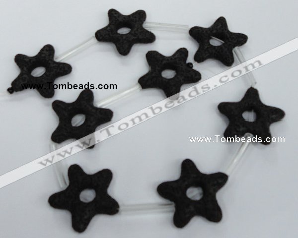 CLV41 15.5 inches 7*35mm star black natural lava beads wholesale