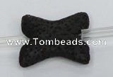 CLV42 15.5 inches 28*32mm butterfly-shaped black natural lava beads