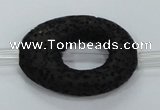 CLV43 15.5 inches 25*33mm oval black natural lava beads wholesale