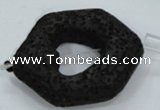 CLV44 15.5 inches 26*33mm hexagon black natural lava beads wholesale