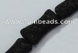 CLV45 15.5 inches 12*20mm pillow-shaped black natural lava beads