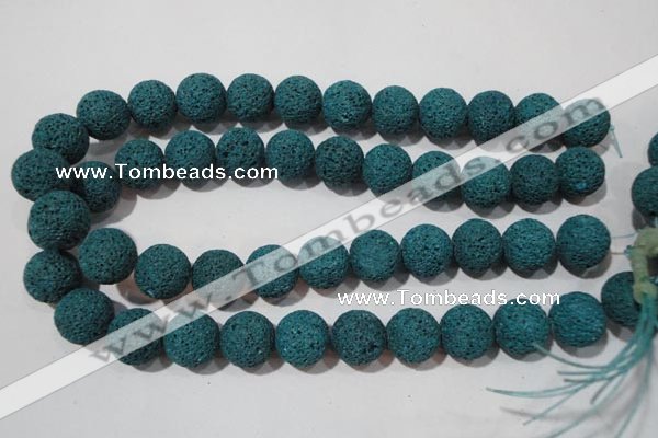 CLV455 15.5 inches 14mm round dyed blue lava beads wholesale