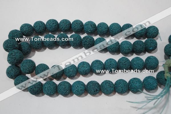 CLV456 15.5 inches 16mm round dyed blue lava beads wholesale