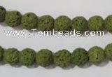 CLV460 15.5 inches 8mm round dyed green lava beads wholesale