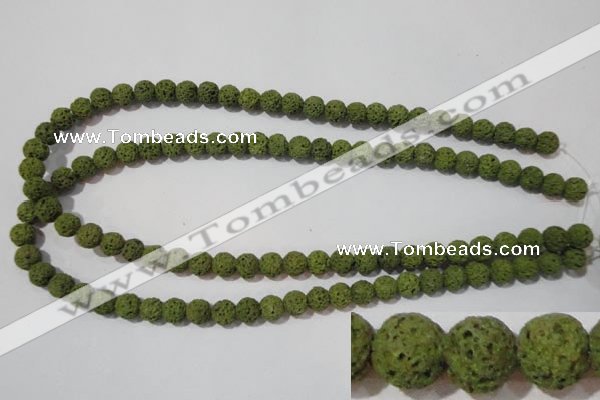 CLV460 15.5 inches 8mm round dyed green lava beads wholesale