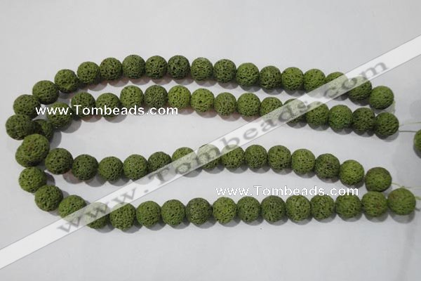 CLV461 15.5 inches 10mm round dyed green lava beads wholesale